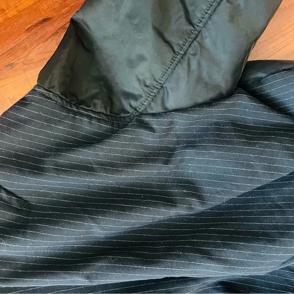 ZARA Black Bomber Jacket with Zipper Details & Pinstripe Back - Picture 7 of 7